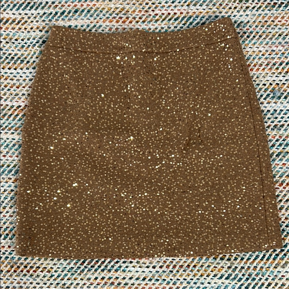 LOFT Brown/Gold Sequin Mini Skirt
